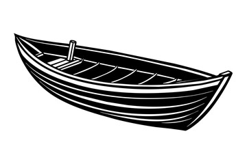 wooden boat silhouette vector art illustration