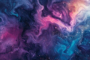 Cosmos abstract background features a colorful and dreamy depiction of a galaxy nebula - obrazy, fototapety, plakaty
