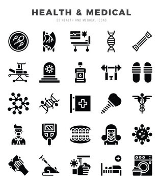 Set of Glyph HEALTH & MEDICAL Icons. Glyph art icon. Vector illustration