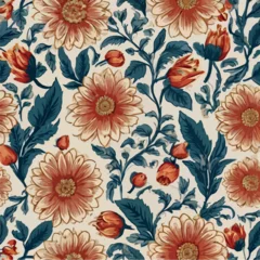 Fotobehang seamless pattern floral pattern textile vector tropical flower leaves monoprint animal Floral Pattern Background  © Colorplet