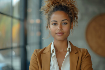 portrait of young business woman looking at camera