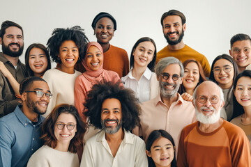 Large group of happy multiethnic and multi-generation people.