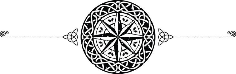 Elegant Celtic Symbols Header - Spiral, Triquetra, Knot Ring, Compass Rose