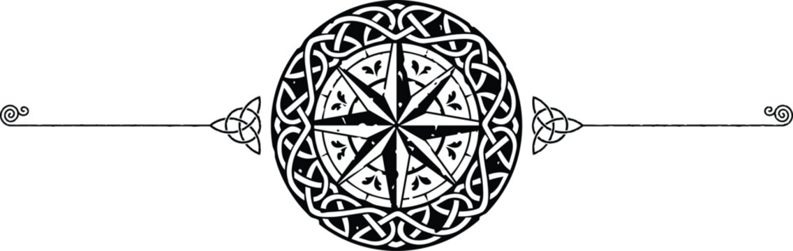 Elegant Celtic Symbols Header - Spiral, Triquetra, Knot Ring, Compass Rose