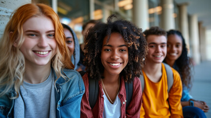 Fototapeta premium Happy college students group on campus