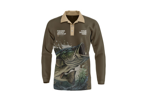 Fishing Shirt Mockup - Polo -  Front View