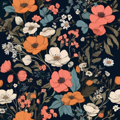 seamless pattern floral pattern textile vector tropical flower leaves monoprint animal Floral Pattern Background
