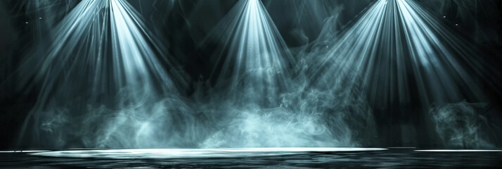 Dark concert stage with spotlight. Space for text. - obrazy, fototapety, plakaty