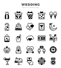 Fototapeta premium Vector icons set of Wedding. Lineal Filled style Icons.