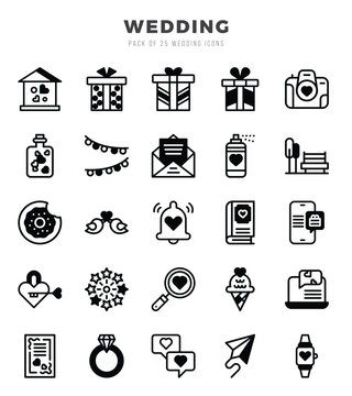 Wedding elements. Lineal Filled web icon set. Simple vector illustration.