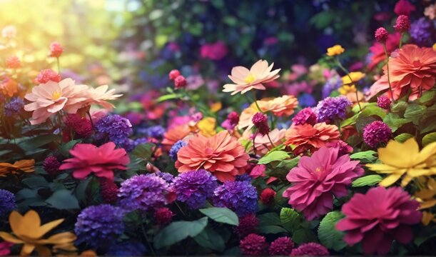 Blossoming Beauty: Colorful Flowers Blanketing a Serene Field