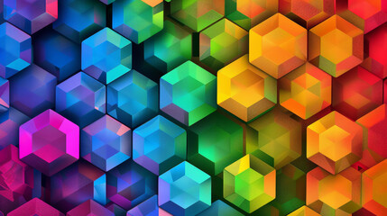 Hexagonal Spectrum: Vibrant Patterned Background. Generative AI