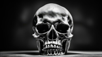 Fototapeta premium Human skull made of metal.