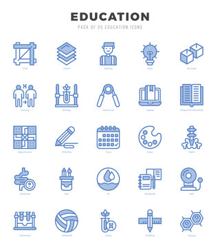 Education elements. Two Color web icon set. Simple vector illustration.