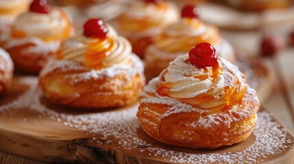 Obraz na płótnie Canvas Indulge in the Italian tradition with delectable Zeppole pastries, perfect for any sweet tooth craving.