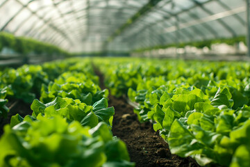 Agriculture technology enhances lettuce growth in an eco-friendly, indoor farm.