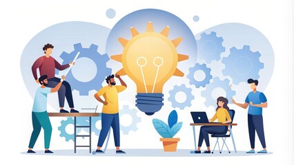 business people with light bulb idea