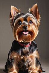 Half body Yorkshire Terrier dog portrait