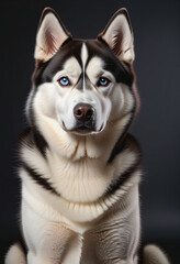Half body Siberian Husky dog portrait