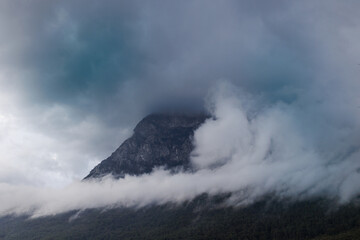 Mountain landscape. rain clouds over the mountain.  Turkey.