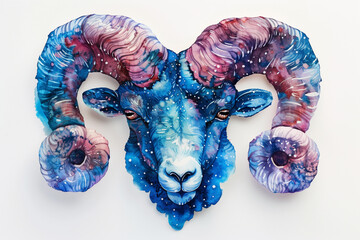 Watercolor Aries zodiac sign. Ai generated image