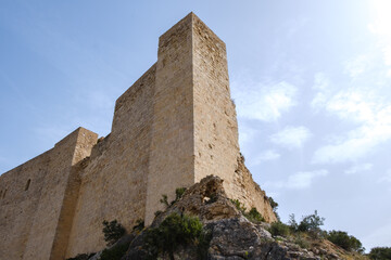 Fototapeta na wymiar Facade of the renovated Miravet castle, in Tarragona