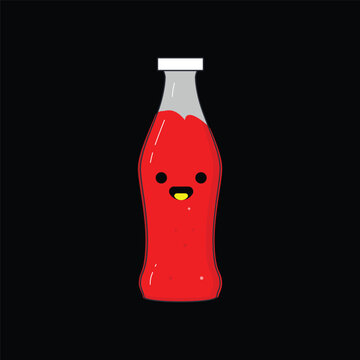 Illustration of a bottle with face on a black background