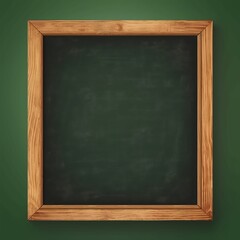 Blank green chalkboard background and wooden frame, rubbed-out dirty chalkboard, vector illustration