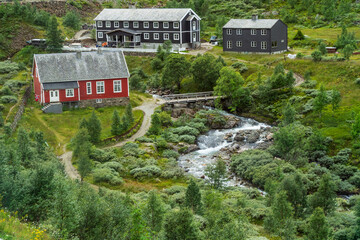 Typical Norwegian Houses near Myrdal from the Flam Railway - 764274747