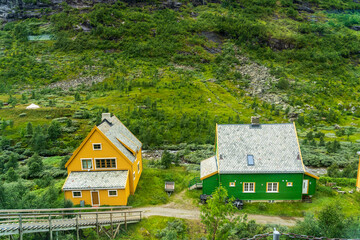 Typical Norwegian Houses near Myrdal from the Flam Railway - 764274968