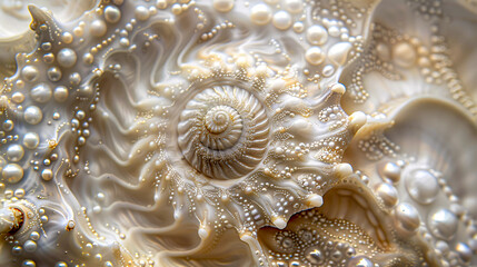 Nautilus shell spiral, natural symmetry and beauty, sea pattern, macro photography