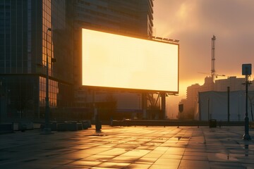 blank billboard at sunset