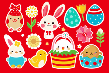 easter stickers vector illustration