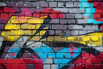 colorful brick wall with graffiti
