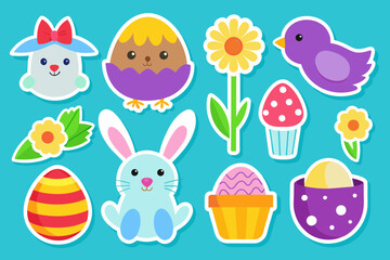 easter stickers vector illustration