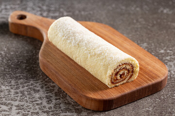 Swiss roll cake filled with guava paste.