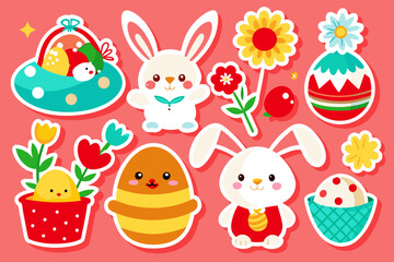 easter stickers vector illustration