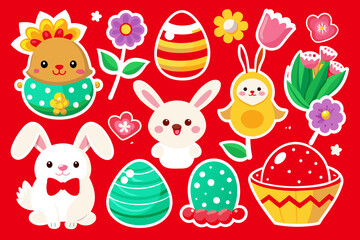 easter stickers vector illustration