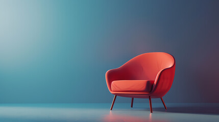 Red Chair on Blue Floor