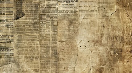 A background texture featuring an old newspaper, providing a vintage grunge aesthetic with ample space for text overlay - obrazy, fototapety, plakaty