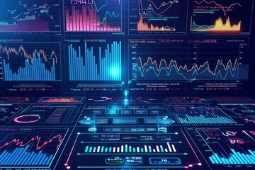 Large Display of Various Electronic Devices in a Room, A detailed infographic describing day trading strategies, AI Generated - obrazy, fototapety, plakaty