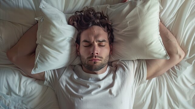 a person covers their ears to block out noisy neighbors in their home or hotel room.