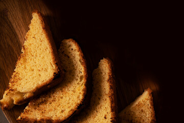 triangular slices of toasted bread
