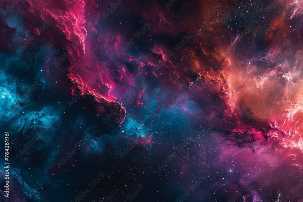Sticker a vibrant space scene showcasing an array of stars and clouds, a dramatic representation of interste