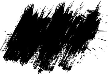 Single rough paint brushstroke design element, black abstract hand drawn artistic grunge ink shape