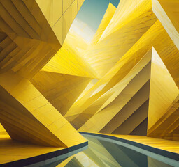  illustration showcasing a saturated yellow geometric background