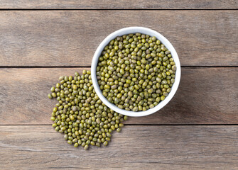 Moyashi beans in a bowl over wooden table