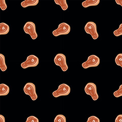 meat seamless pattern steaks
 against a black background