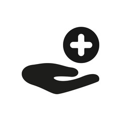 Obraz premium Health insurance silhouette icon, vector cut silhouette for social media.