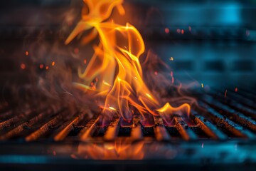 Grill Flame Close-Up: The Art of Fire and Heat